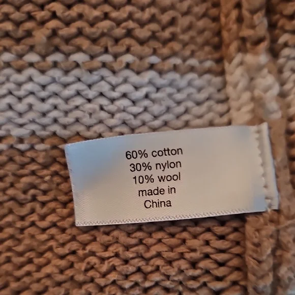 Lane Bryant Tan and White Striped Crew Neck Sweater - Picture 7 of 7